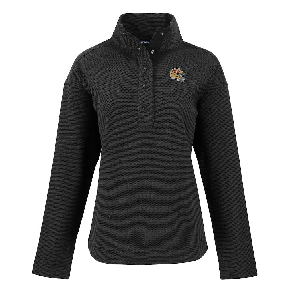 San Francisco 49ers Cutter & Buck Women's Hunts Point Eco Half-Snap Sweatshirt - Black Sweatshirts