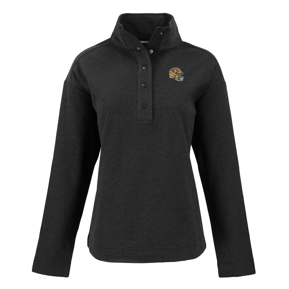 San Francisco 49ers Cutter & Buck Women's Hunts Point Eco Half-Snap Sweatshirt - Black Sweatshirts