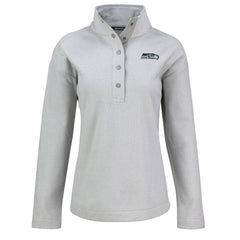 Seattle Seahawks Cutter & Buck Women's Hunts Point Eco Half-Snap Sweatshirt - Gray Sweatshirts