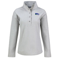 Seattle Seahawks Cutter & Buck Women's Hunts Point Eco Half-Snap Sweatshirt - Gray Sweatshirts