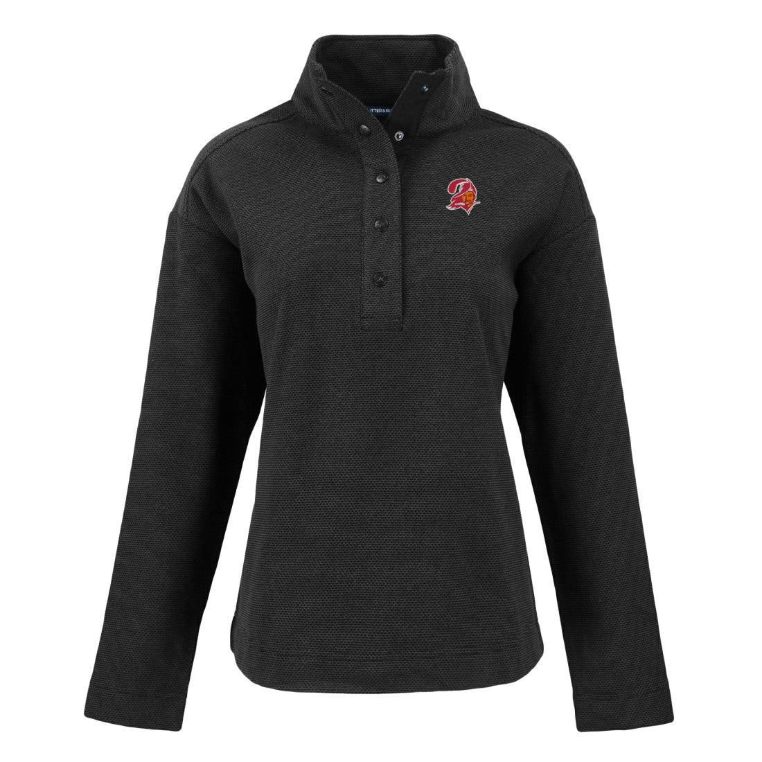 Tampa Bay Buccaneers Cutter & Buck Women's Hunts Point Eco Half-Snap Sweatshirt - Black Sweatshirts