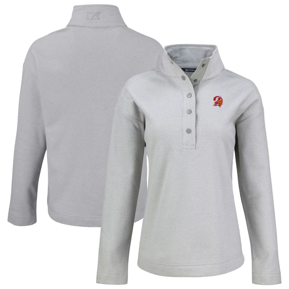 Tampa Bay Buccaneers Cutter & Buck Women's Hunts Point Eco Half-Snap Sweatshirt - Gray Sweatshirts