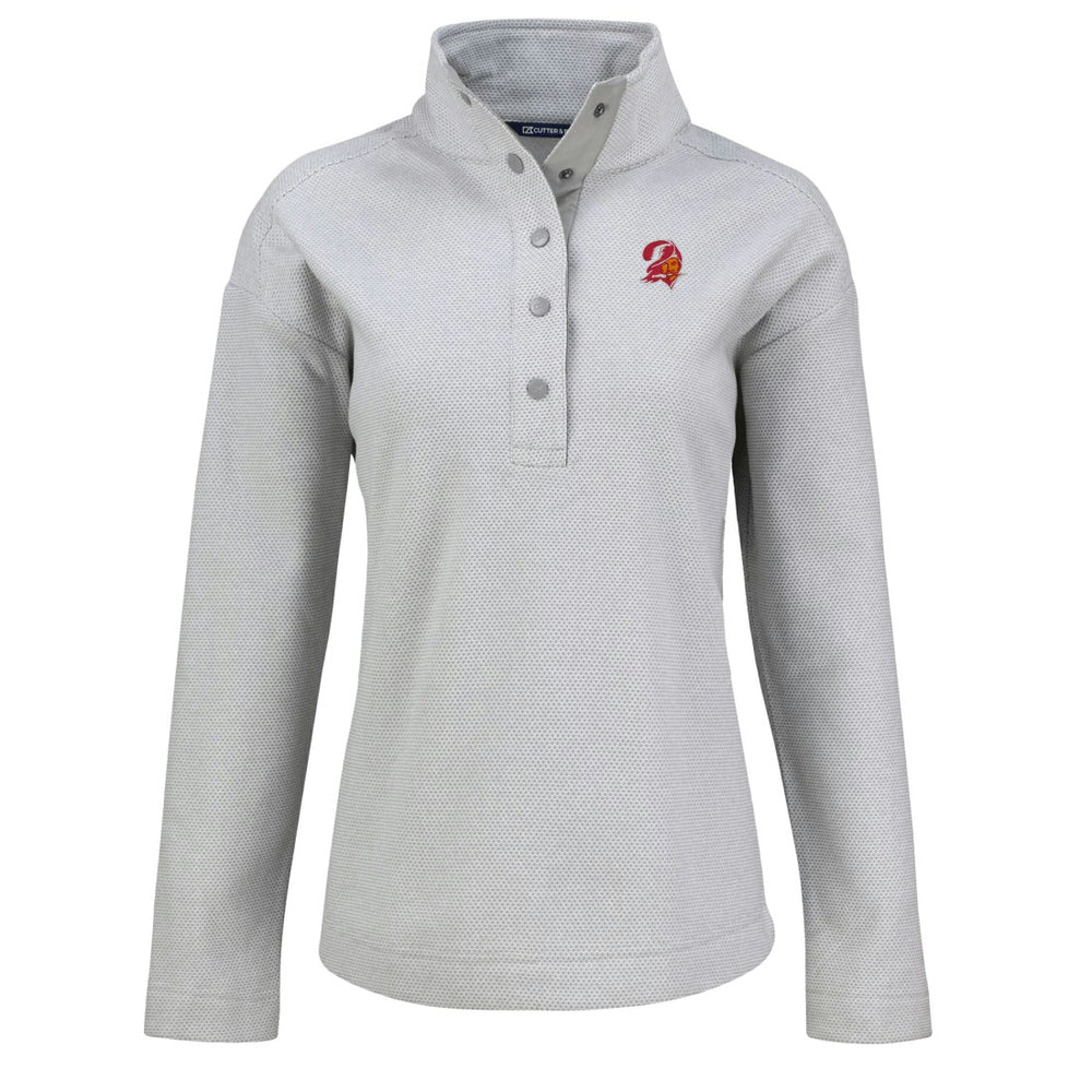 Tampa Bay Buccaneers Cutter & Buck Women's Hunts Point Eco Half-Snap Sweatshirt - Gray Sweatshirts