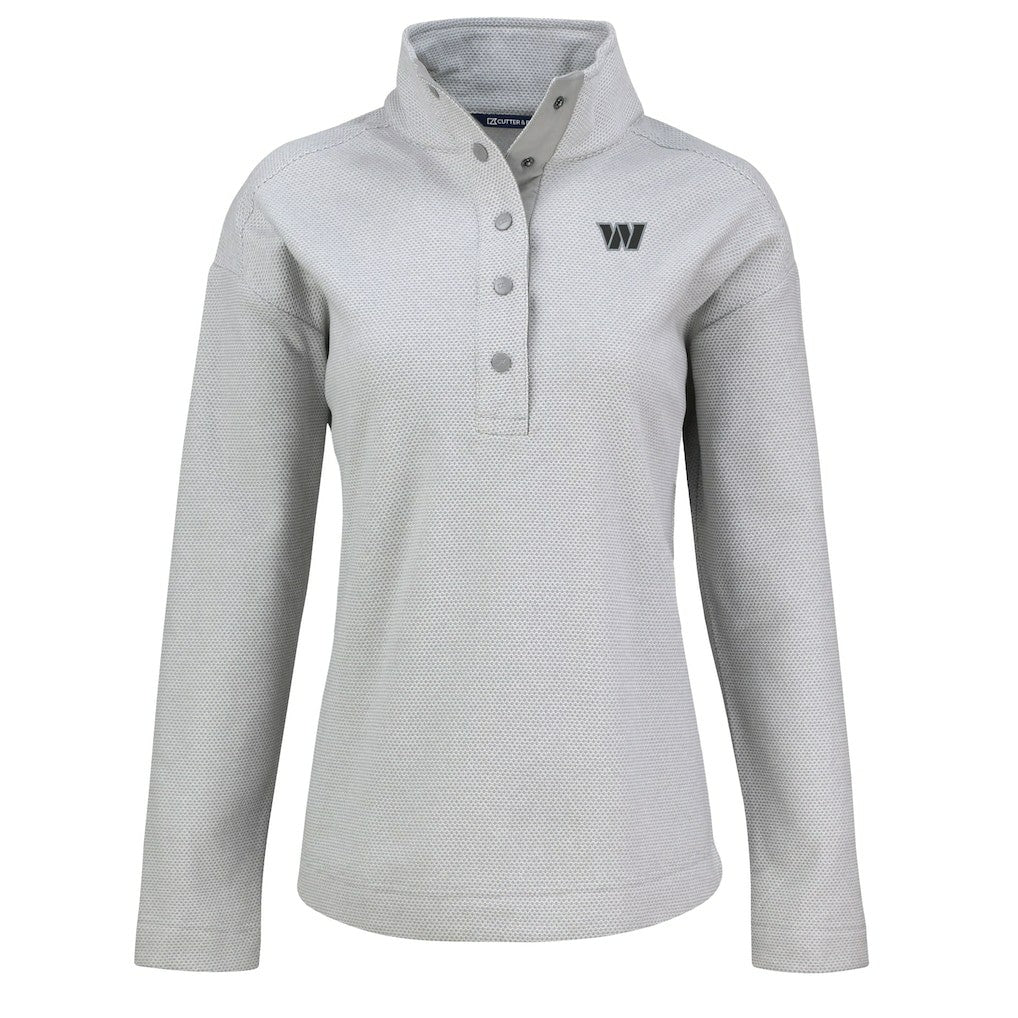 Washington Commanders Cutter & Buck Women's Hunts Point Eco Half-Snap Sweatshirt - Gray Sweatshirts