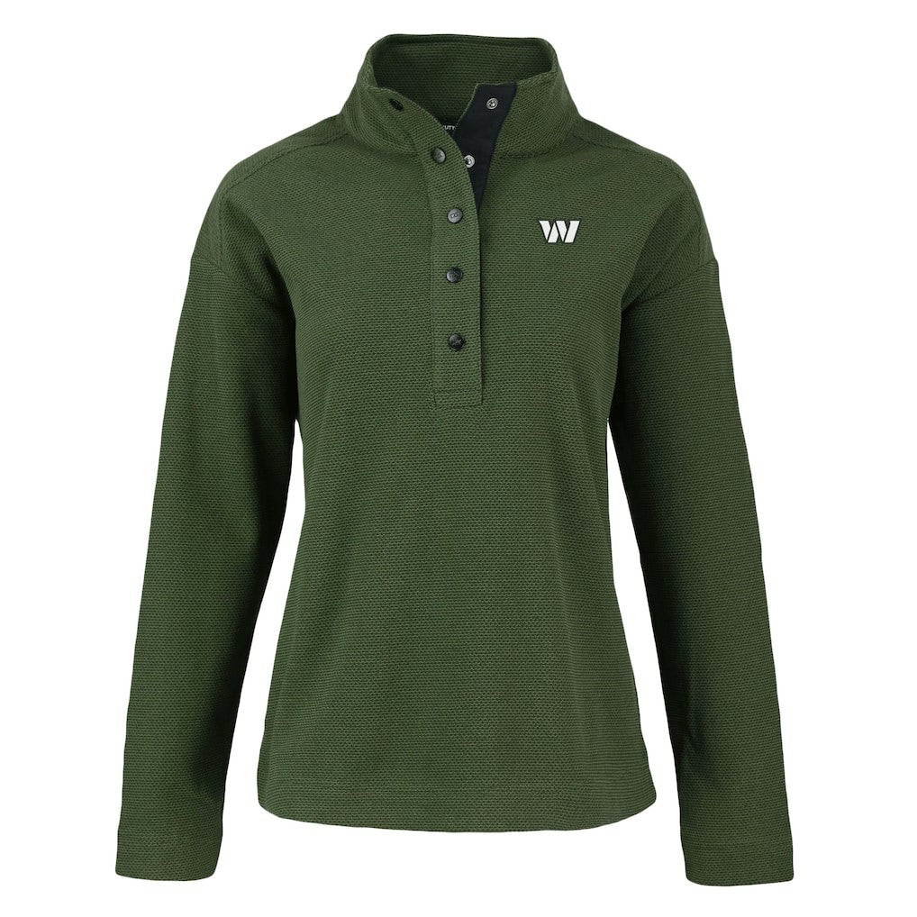 Washington Commanders Cutter & Buck Women's Hunts Point Eco Half-Snap Sweatshirt - Green Sweatshirts