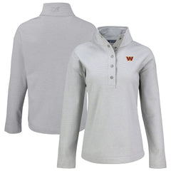 Washington Commanders Cutter & Buck Women's Hunts Point Eco Half-Snap Sweatshirt - Gray Sweatshirts
