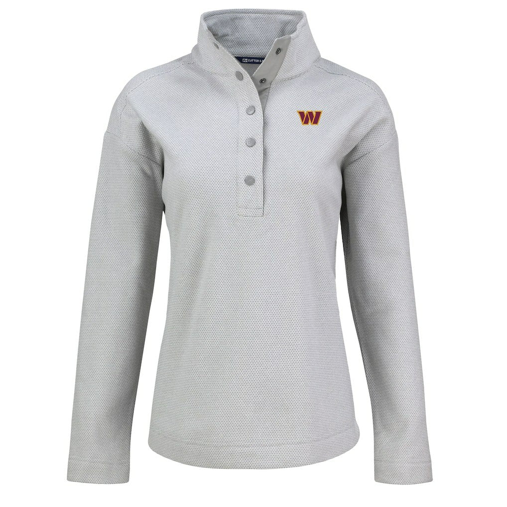 Washington Commanders Cutter & Buck Women's Hunts Point Eco Half-Snap Sweatshirt - Gray Sweatshirts