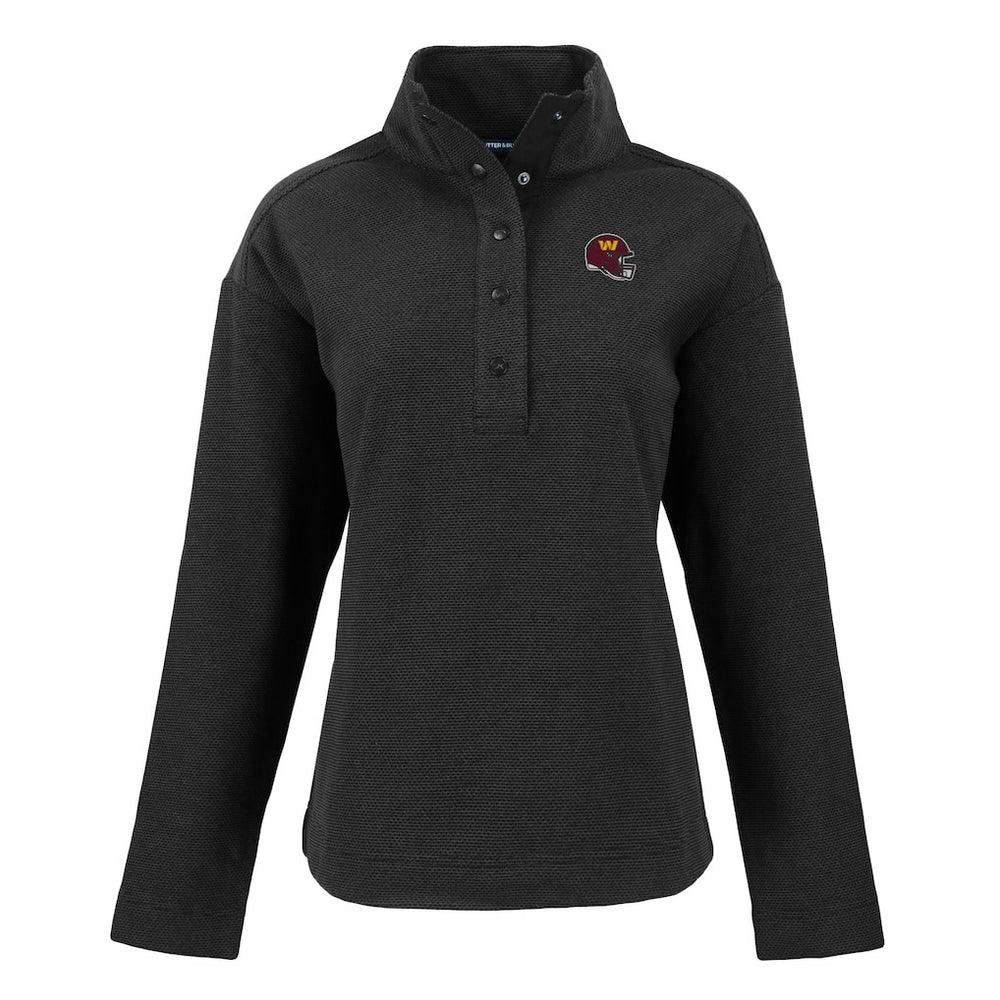 Washington Commanders Cutter & Buck Women's Hunts Point Eco Half-Snap Sweatshirt - Black Sweatshirts