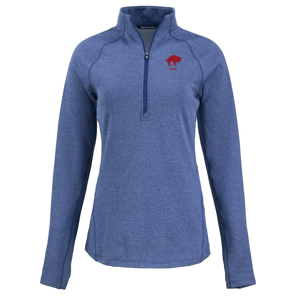 Buffalo Bills Cutter & Buck Women's Peshastin Eco Fleece Recycled Tri-Blend Raglan Half-Zip Jacket - Heather Royal Jackets