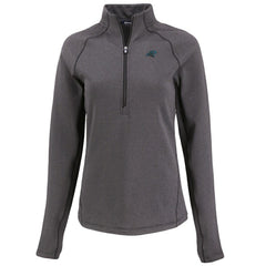 Carolina Panthers Cutter & Buck Women's Peshastin Eco Fleece Recycled Tri-Blend Raglan Half-Zip Jacket - Heather Black Jackets