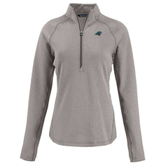 Carolina Panthers Cutter & Buck Women's Peshastin Eco Fleece Recycled Tri-Blend Raglan Half-Zip Jacket - Heather Gray Jackets