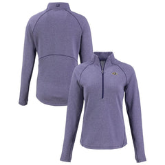 Baltimore Ravens Cutter & Buck Women's Peshastin Eco Fleece Recycled Tri-Blend Raglan Half-Zip Jacket - Heather Purple Jackets