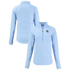 Carolina Panthers Cutter & Buck Women's Peshastin Eco Fleece Recycled Tri-Blend Raglan Half-Zip Jacket - Heather Light Blue Jackets