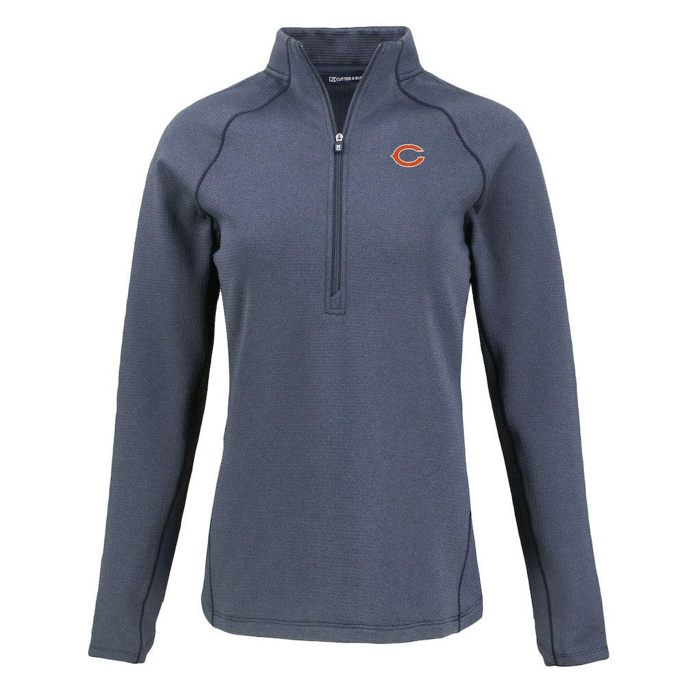 Chicago Bears Cutter & Buck Women's Peshastin Eco Fleece Recycled Tri-Blend Raglan Half-Zip Jacket - Heather Navy Jackets