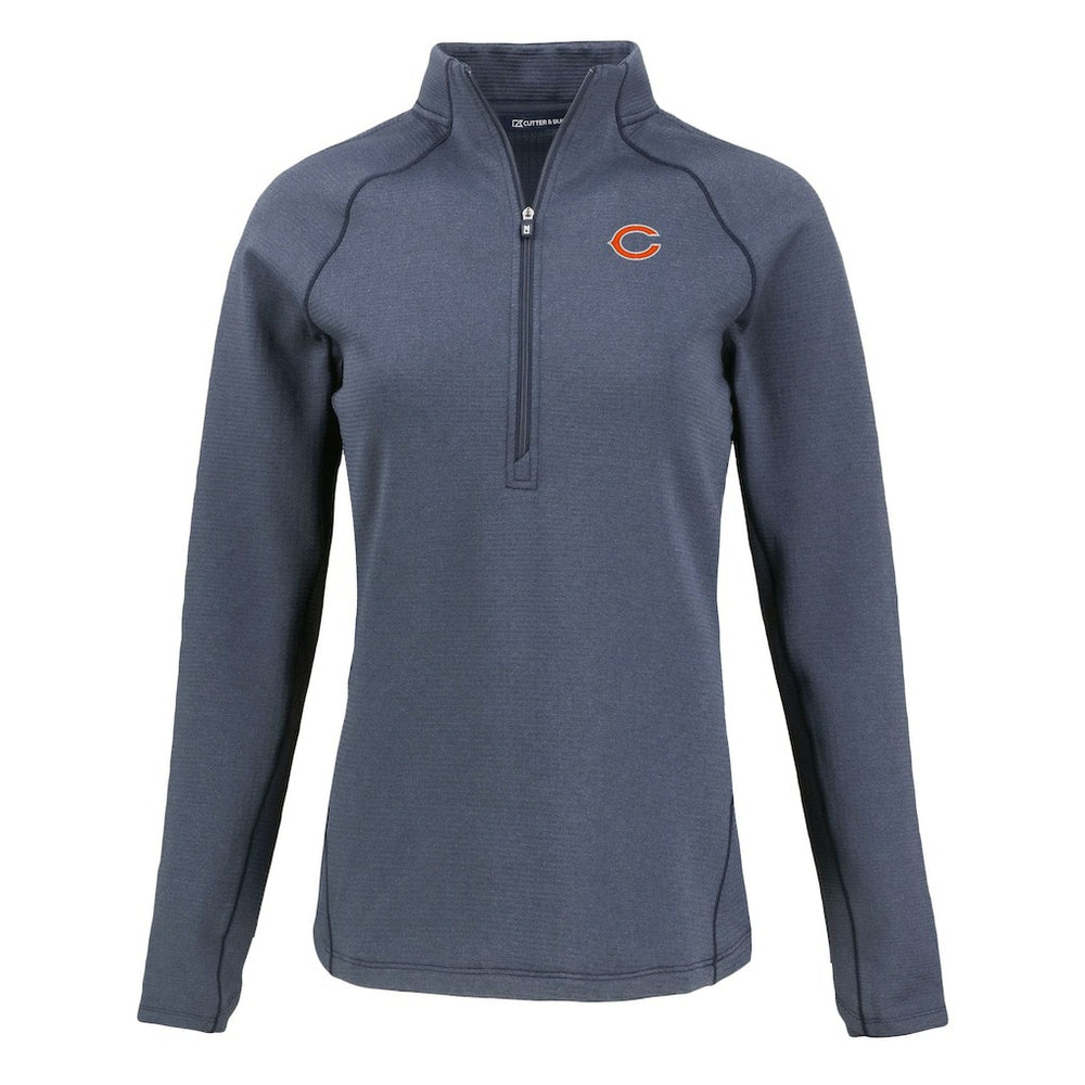 Chicago Bears Cutter & Buck Women's Peshastin Eco Fleece Recycled Tri-Blend Raglan Half-Zip Jacket - Heather Navy Jackets