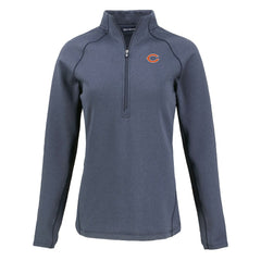 Chicago Bears Cutter & Buck Women's Peshastin Eco Fleece Recycled Tri-Blend Raglan Half-Zip Jacket - Heather Navy Jackets