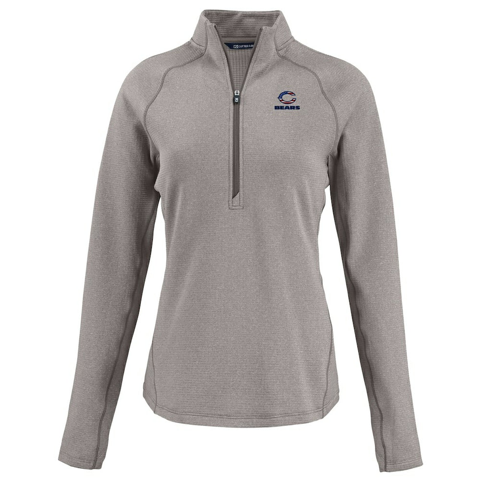 Chicago Bears Cutter & Buck Women's Americana Peshastin Eco Fleece Recycled Tri-Blend Raglan Half-Zip Jacket - Heather Gray Jackets