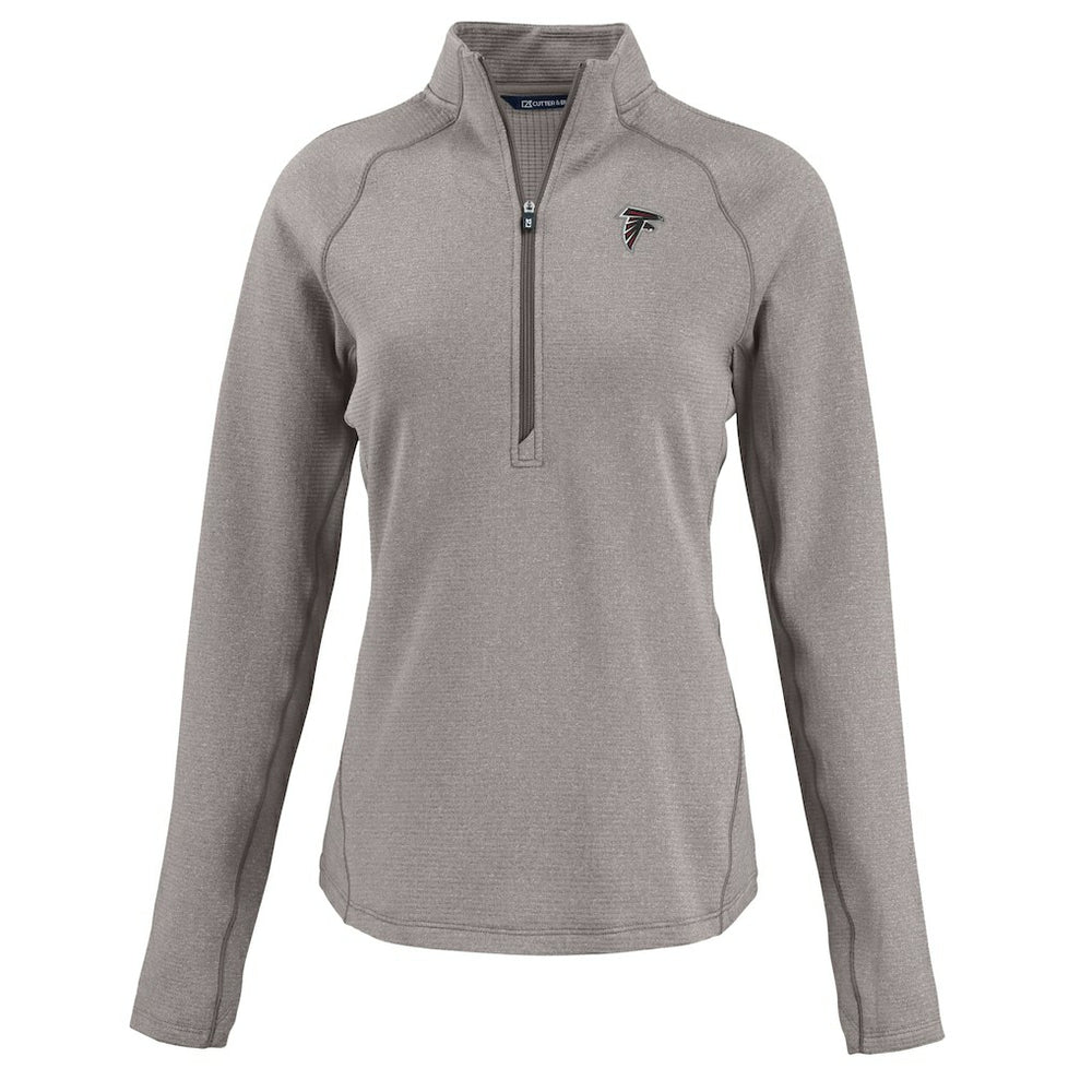 Atlanta Falcons Cutter & Buck Women's Peshastin Eco Fleece Recycled Tri-Blend Raglan Half-Zip Jacket - Heather Gray Jackets