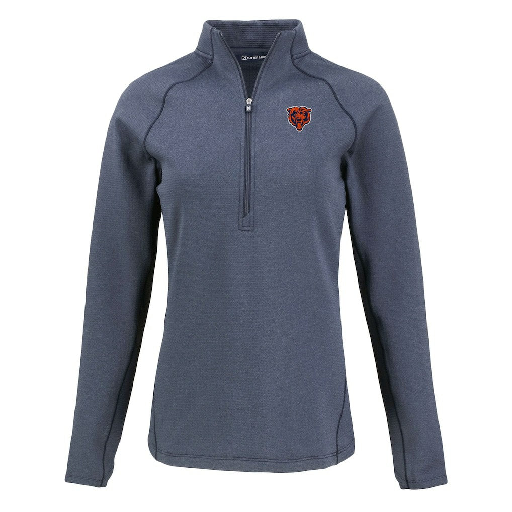 Chicago Bears Cutter & Buck Women's Peshastin Eco Fleece Recycled Tri-Blend Raglan Half-Zip Jacket - Heather Navy Jackets