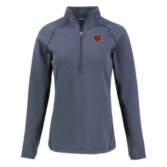 Chicago Bears Cutter & Buck Women's Peshastin Eco Fleece Recycled Tri-Blend Raglan Half-Zip Jacket - Heather Navy Jackets