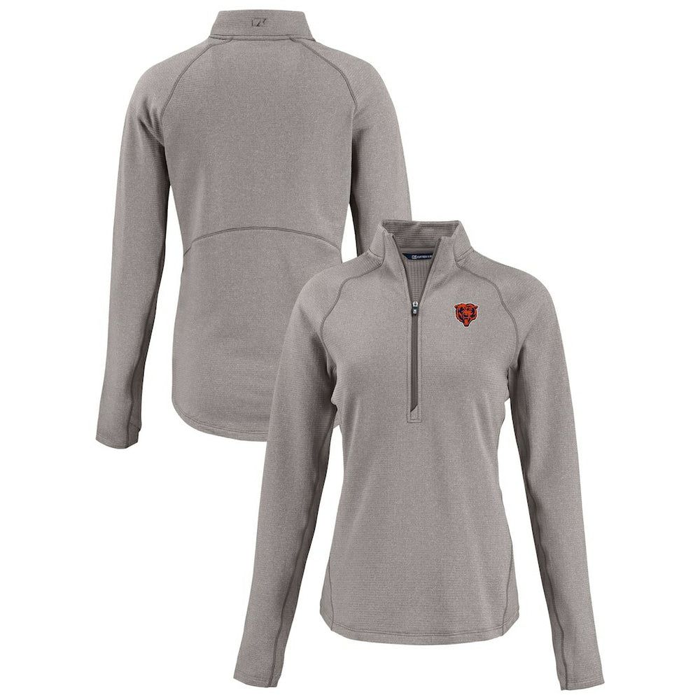 Chicago Bears Cutter & Buck Women's Peshastin Eco Fleece Recycled Tri-Blend Raglan Half-Zip Jacket - Heather Gray Jackets