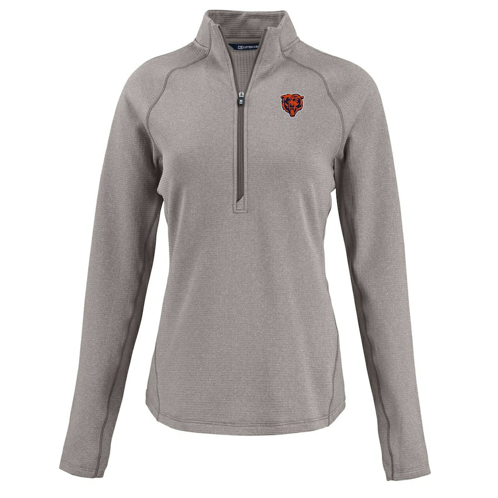 Chicago Bears Cutter & Buck Women's Peshastin Eco Fleece Recycled Tri-Blend Raglan Half-Zip Jacket - Heather Gray Jackets