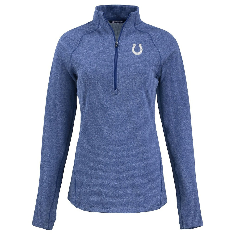Indianapolis Colts Cutter & Buck Women's Peshastin Eco Fleece Recycled Tri-Blend Raglan Half-Zip Jacket - Heather Royal Jackets