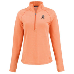 Cleveland Browns Cutter & Buck Women's Peshastin Eco Fleece Recycled Tri-Blend Raglan Half-Zip Jacket - Heather Orange Jackets