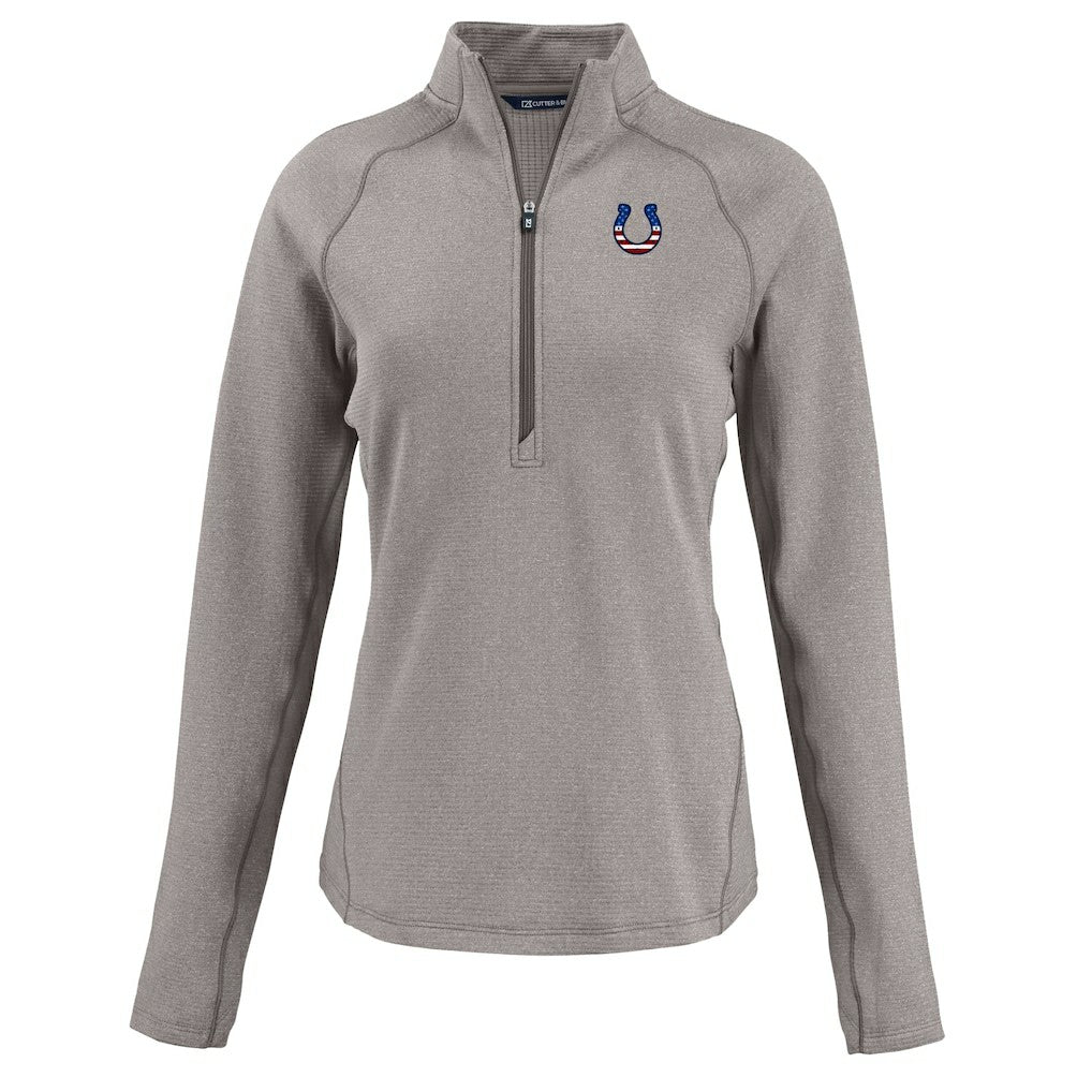 Indianapolis Colts Cutter & Buck Women's Americana Peshastin Eco Fleece Recycled Tri-Blend Raglan Half-Zip Jacket - Heather Gray Jackets