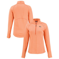 Denver Broncos Cutter & Buck Women's Peshastin Eco Fleece Recycled Tri-Blend Raglan Half-Zip Jacket - Heather Orange Jackets
