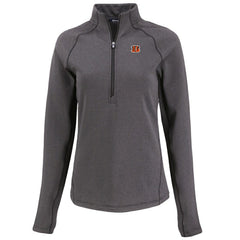 Cincinnati Bengals Cutter & Buck Women's Peshastin Eco Fleece Recycled Tri-Blend Raglan Half-Zip Jacket - Heather Black Jackets