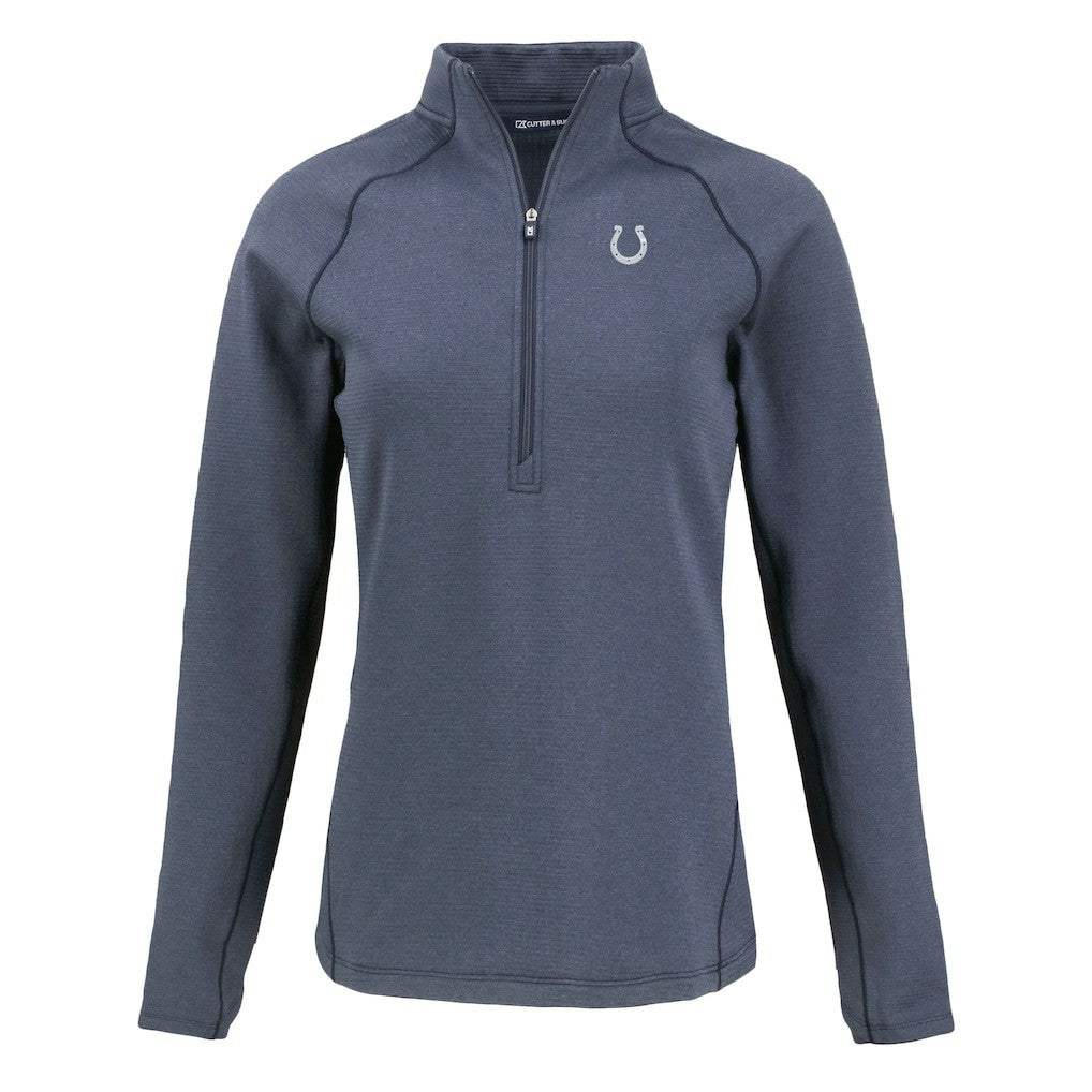 Indianapolis Colts Cutter & Buck Women's Peshastin Eco Fleece Recycled Tri-Blend Raglan Half-Zip Jacket - Heather Navy Jackets