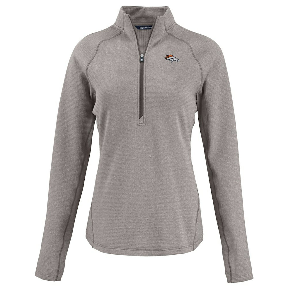 Denver Broncos Cutter & Buck Women's Peshastin Eco Fleece Recycled Tri-Blend Raglan Half-Zip Jacket - Heather Gray Jackets