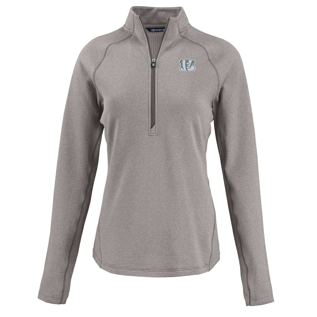 Cincinnati Bengals Cutter & Buck Women's Peshastin Eco Fleece Recycled Tri-Blend Raglan Half-Zip Jacket - Heather Gray Jackets