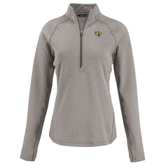 Jacksonville Jaguars Cutter & Buck Women's Peshastin Eco Fleece Recycled Tri-Blend Raglan Half-Zip Jacket - Heather Gray Jackets