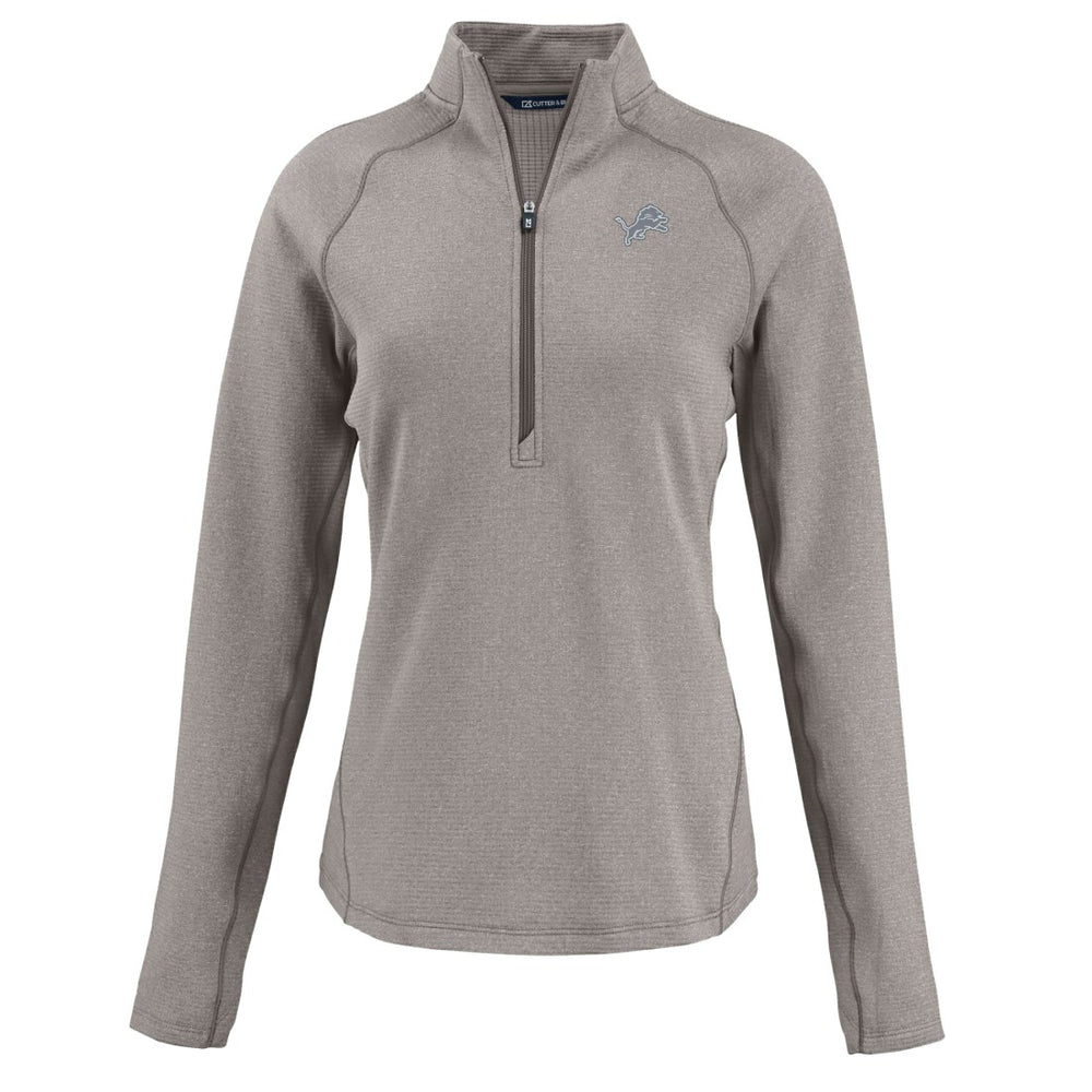 Detroit Lions Cutter & Buck Women's Peshastin Eco Fleece Recycled Tri-Blend Raglan Half-Zip Jacket - Heather Gray Jackets