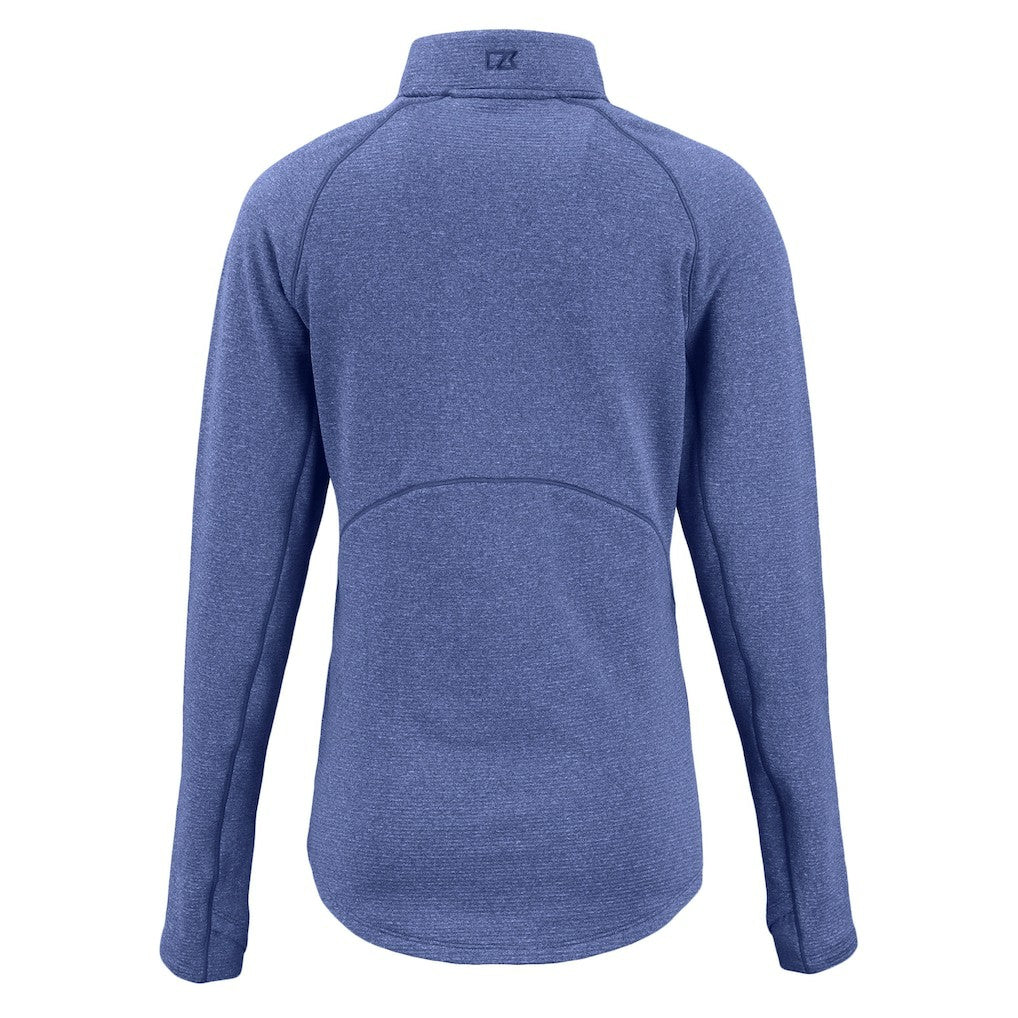 Denver Broncos Cutter & Buck Women's Peshastin Eco Fleece Recycled Tri-Blend Raglan Half-Zip Jacket - Heather Royal Jackets