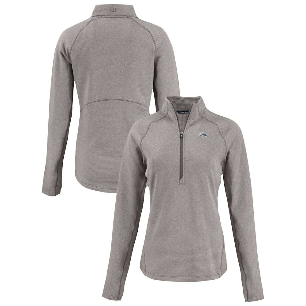 Denver Broncos Cutter & Buck Women's Peshastin Eco Fleece Recycled Tri-Blend Raglan Half-Zip Jacket - Heather Gray Jackets