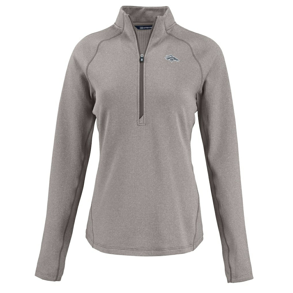 Denver Broncos Cutter & Buck Women's Peshastin Eco Fleece Recycled Tri-Blend Raglan Half-Zip Jacket - Heather Gray Jackets