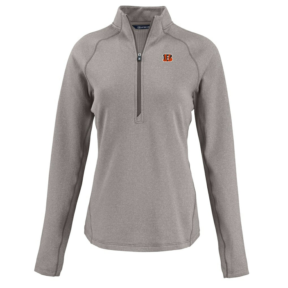 Cincinnati Bengals Cutter & Buck Women's Peshastin Eco Fleece Recycled Tri-Blend Raglan Half-Zip Jacket - Heather Gray Jackets