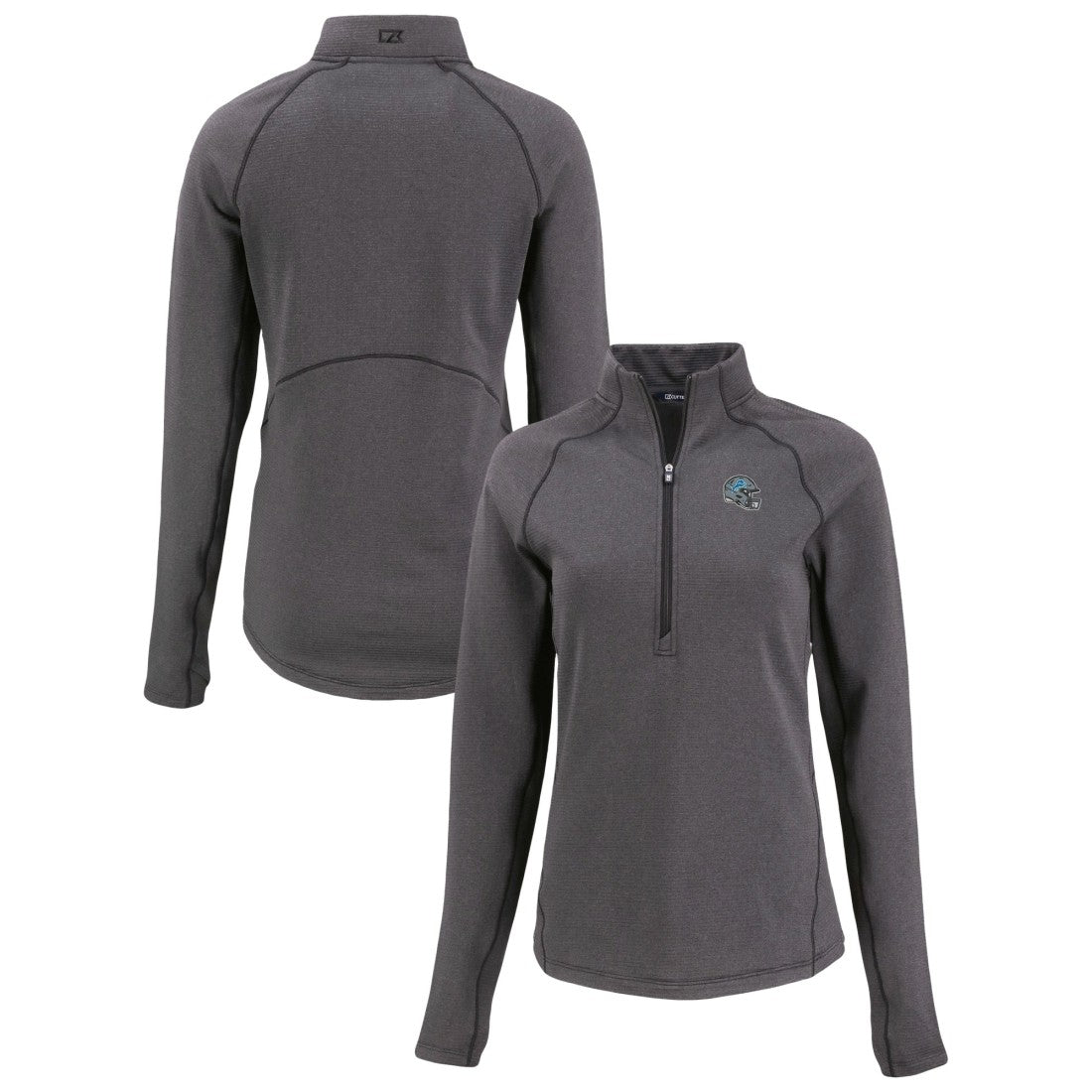 Detroit Lions Cutter & Buck Women's Peshastin Eco Fleece Recycled Tri-Blend Raglan Half-Zip Jacket - Heather Black Jackets