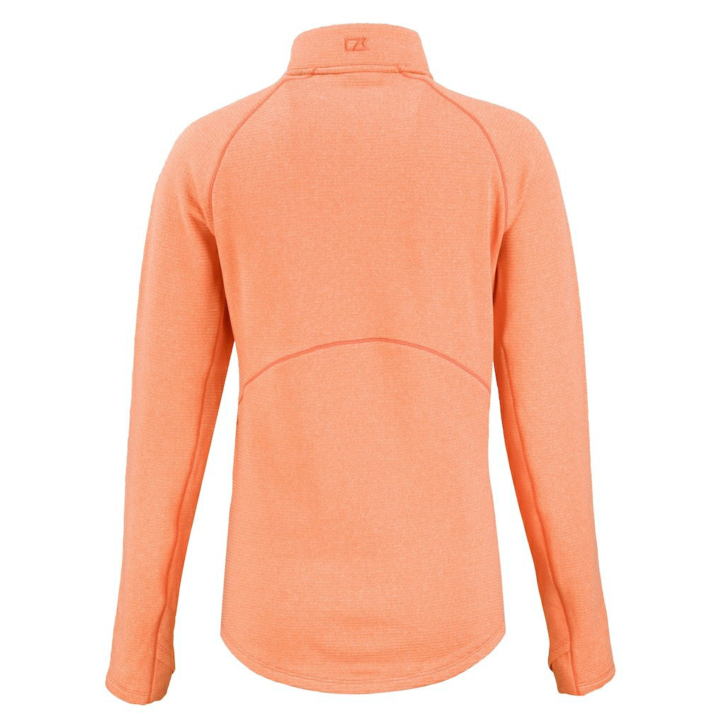 Denver Broncos Cutter & Buck Women's Peshastin Eco Fleece Recycled Tri-Blend Raglan Half-Zip Jacket - Heather Orange Jackets