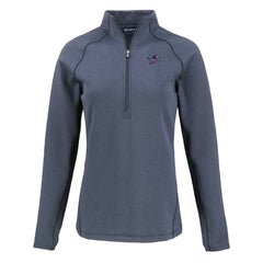 Detroit Lions Cutter & Buck Women's Americana Peshastin Eco Fleece Recycled Tri-Blend Raglan Half-Zip Jacket - Heather Navy Jackets
