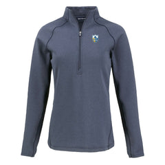 Los Angeles Chargers Cutter & Buck Women's Peshastin Eco Fleece Recycled Tri-Blend Raglan Half-Zip Jacket - Heather Navy Jackets