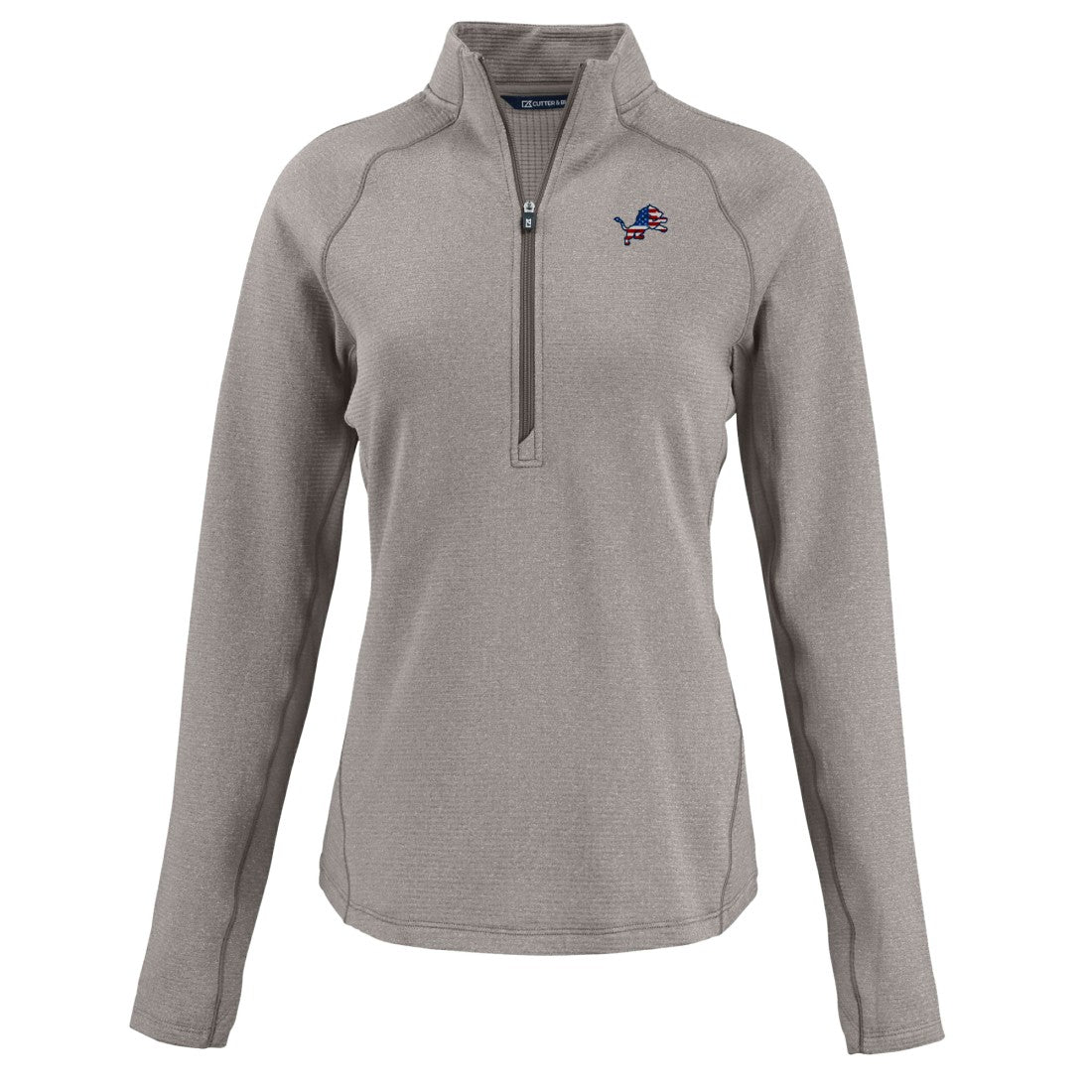Detroit Lions Cutter & Buck Women's Americana Peshastin Eco Fleece Recycled Tri-Blend Raglan Half-Zip Jacket - Heather Gray Jackets