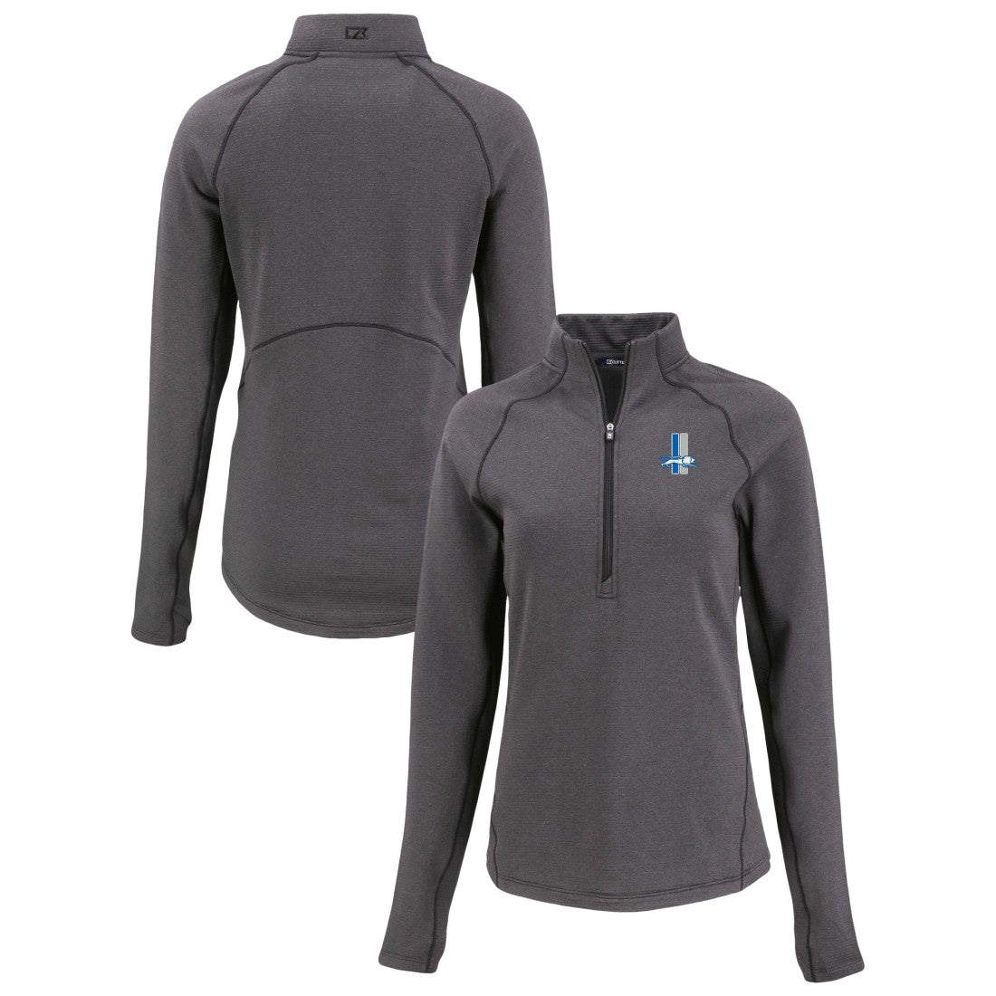 Detroit Lions Cutter & Buck Women's Peshastin Eco Fleece Recycled Tri-Blend Raglan Half-Zip Jacket - Heather Black Jackets