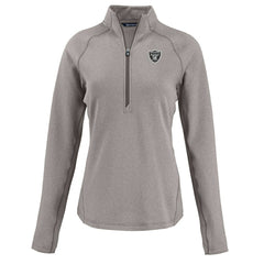 Las Vegas Raiders Cutter & Buck Women's Peshastin Eco Fleece Recycled Tri-Blend Raglan Half-Zip Jacket - Heather Gray Jackets