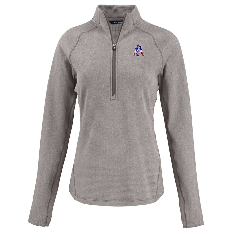 New England Patriots Cutter & Buck Women's Peshastin Eco Fleece Recycled Tri-Blend Raglan Half-Zip Jacket - Heather Gray Jackets