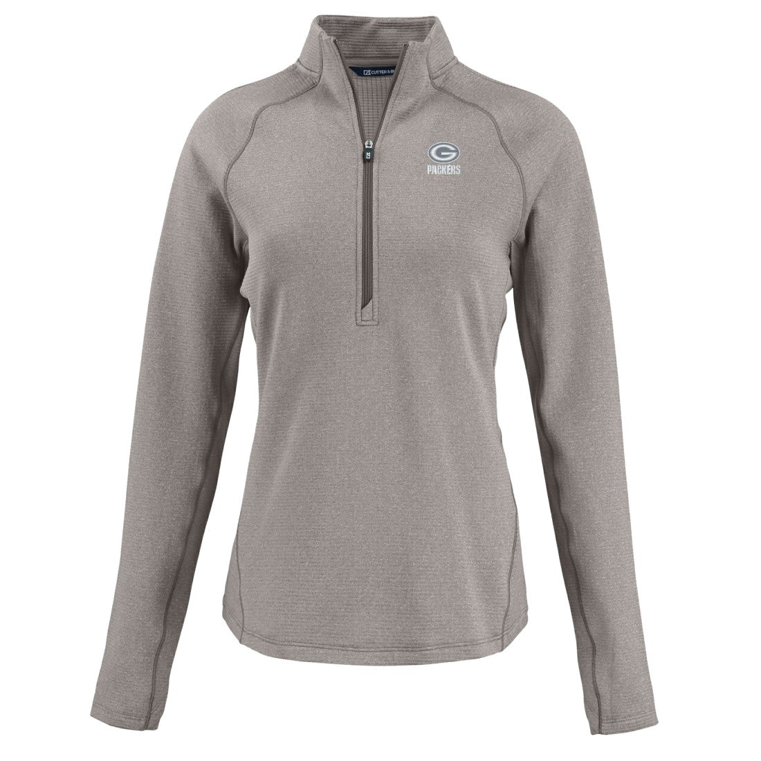 Green Bay Packers Cutter & Buck Women's Peshastin Eco Fleece Recycled Tri-Blend Raglan Half-Zip Jacket - Heather Gray Jackets