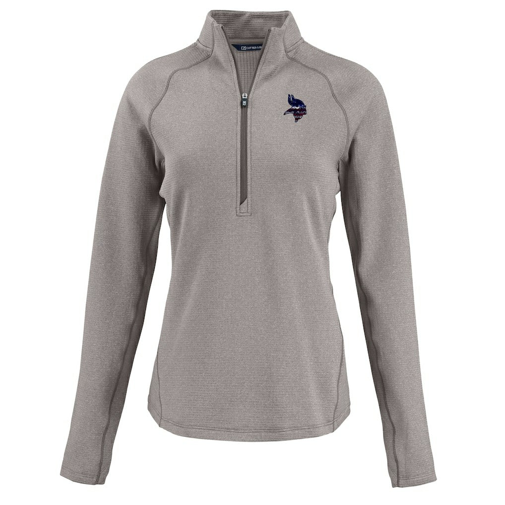 Minnesota Vikings Cutter & Buck Women's Americana Peshastin Eco Fleece Recycled Tri-Blend Raglan Half-Zip Jacket - Heather Gray Jackets